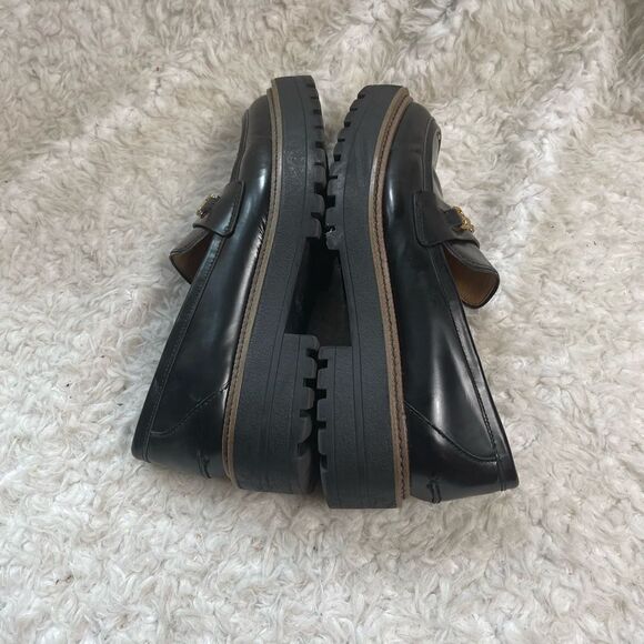 Sam Edelman Laurs Black Leather Platform Loafers Chunky Heel Horsebit SZ… - Picture 7 of 14